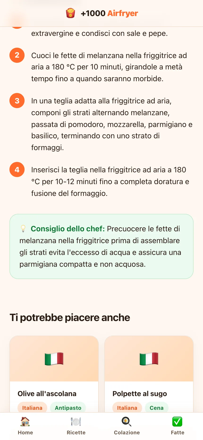 Pasos numerados y consejo del chef