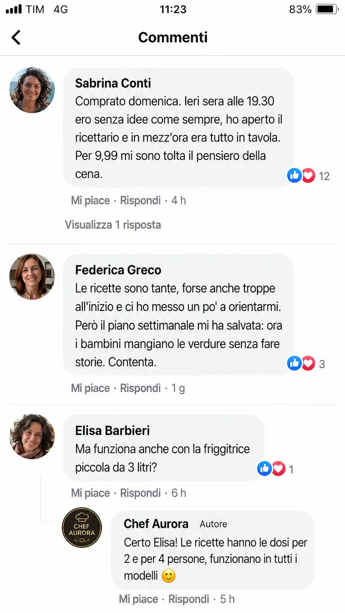 Comentarios de las clientas en Facebook
